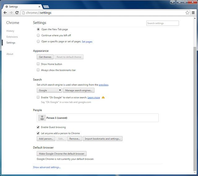Click Show advanced settings....