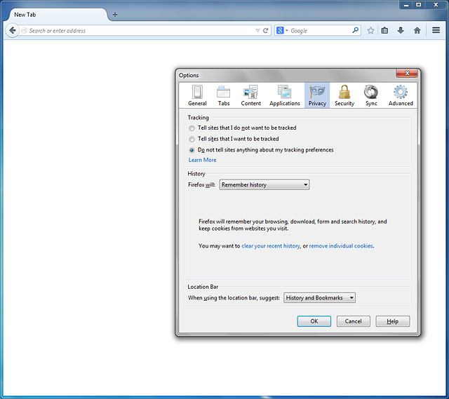Click clear your recent history.