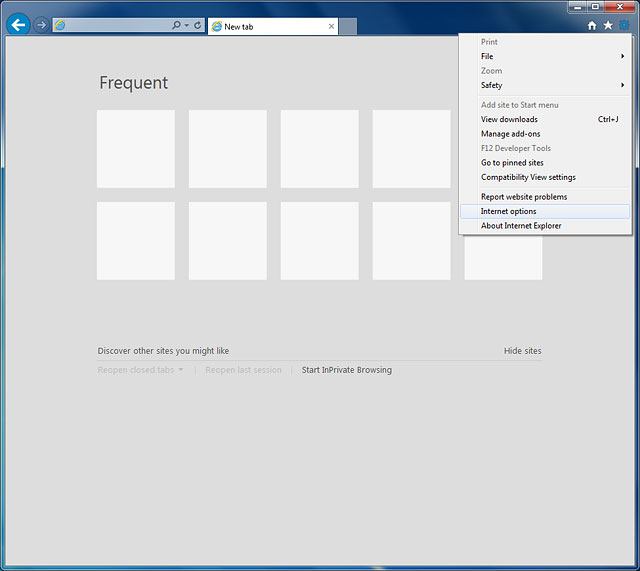 Click Internet options.