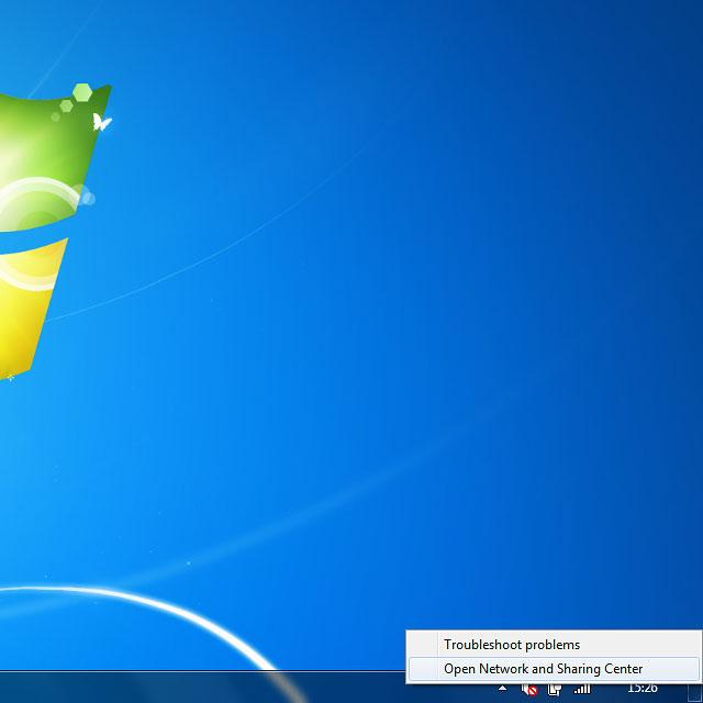 Click Open Network and Sharing Center.