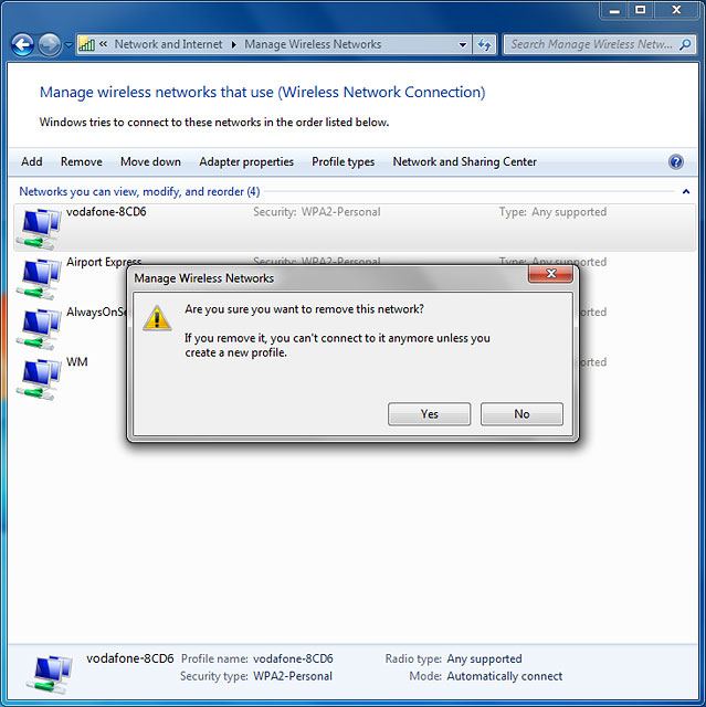 Click Yes to confirm.