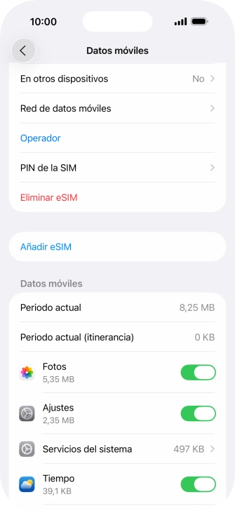 Pulsa el indicador junto a las aplicaciones deseadas para activar o desactivar la función.