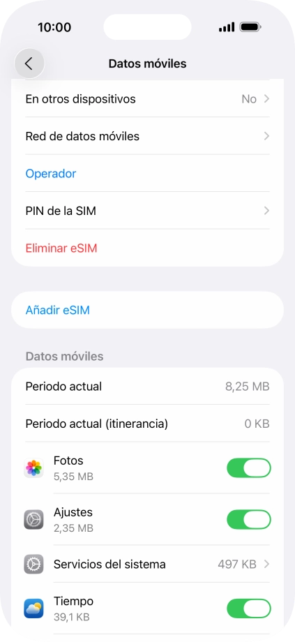 Pulsa el indicador junto a las aplicaciones deseadas para activar o desactivar la función.