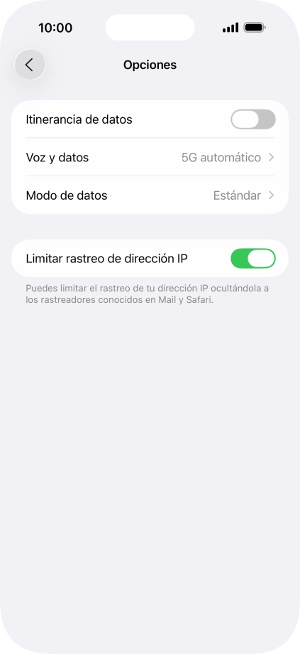 Pulsa Modo de datos.