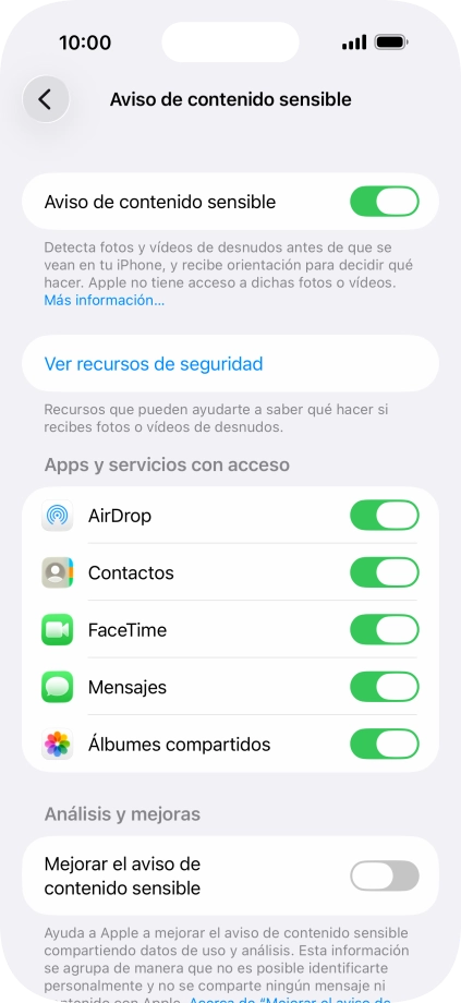 Pulsa el indicador junto a las aplicaciones deseadas para activar o desactivar la función.