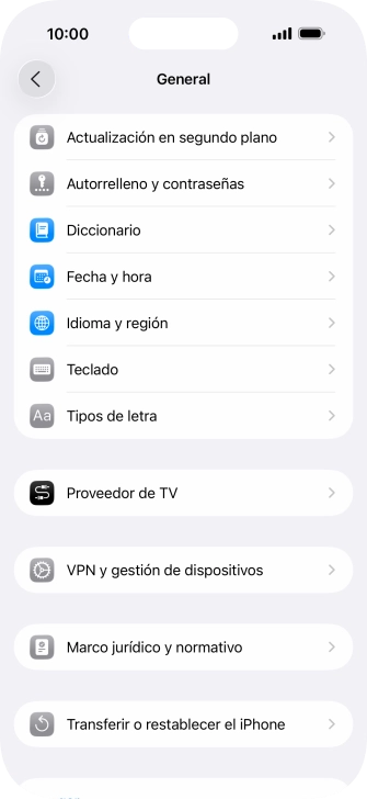 Pulsa Transferir o restablecer el iPhone.