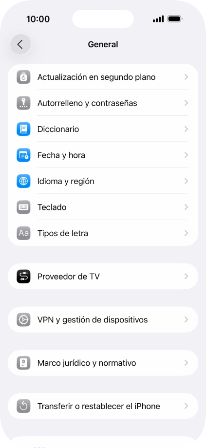 Pulsa Transferir o restablecer el iPhone.