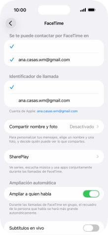 Pulsa el ajuste deseado bajo 