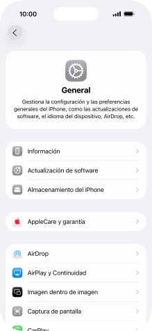Pulsa Actualización de software. Si hay una versión de software nueva disponible, aparecerá ahora en la pantalla. Sigue las indicaciones de la pantalla para actualizar el software del teléfono.