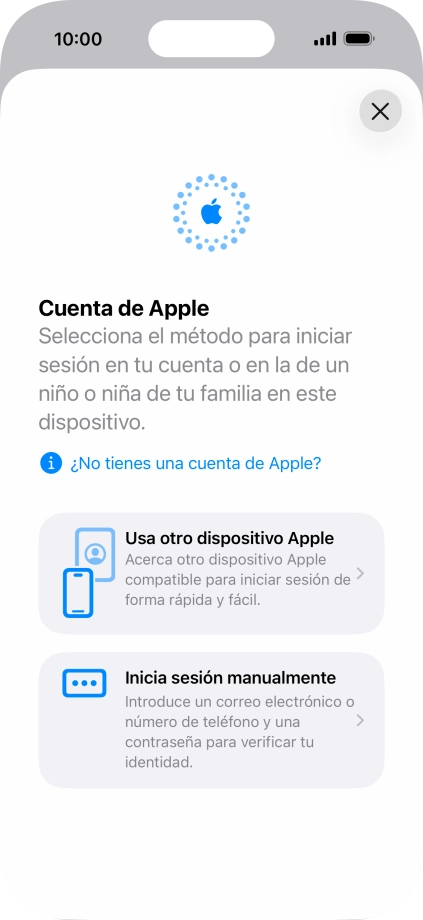 Pulsa Inicia sesión manualmente.