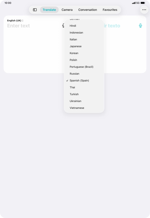 Press the required target language.
