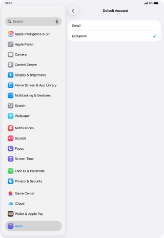 Press the required email account to select the email account as your default account.