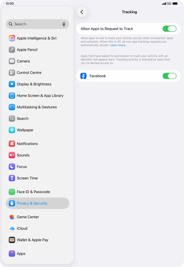 Press the indicator next to 