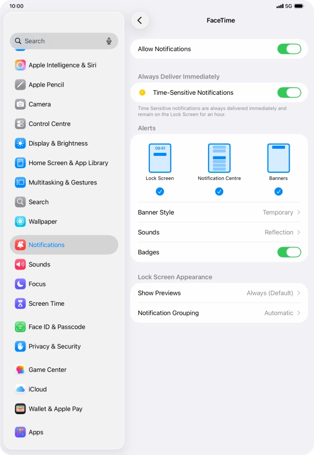 Press the indicator next to 