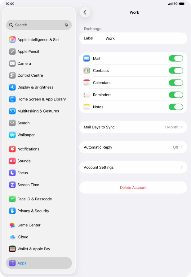 Press Delete Account.