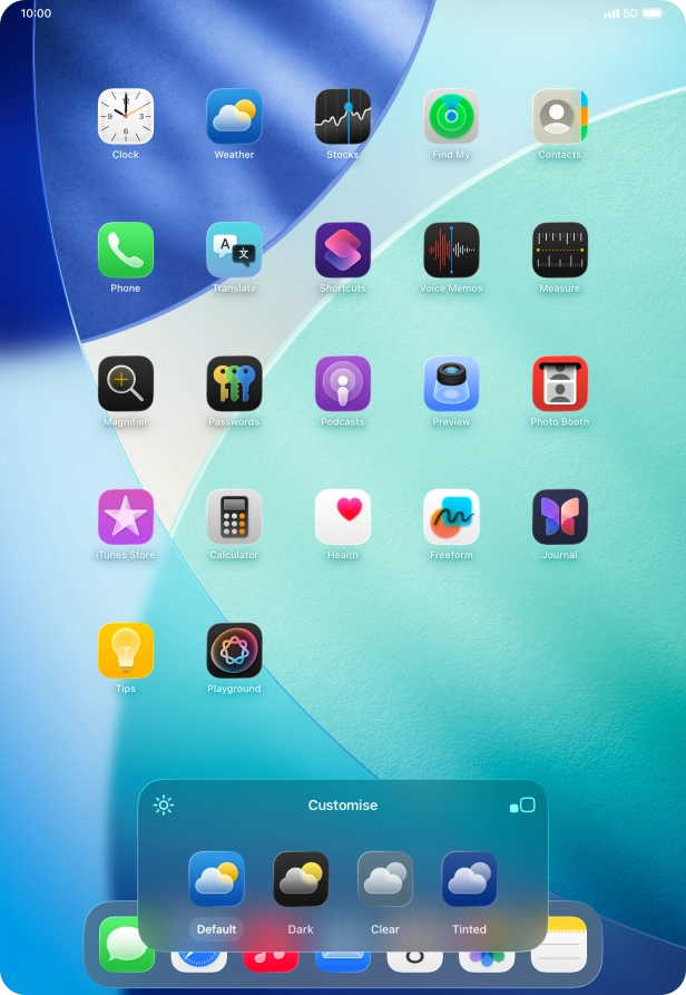 Press the required setting to select the size of app icons on the home screen.