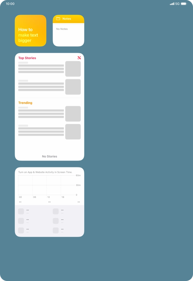 Slide your finger up or down on the screen to see more widgets.