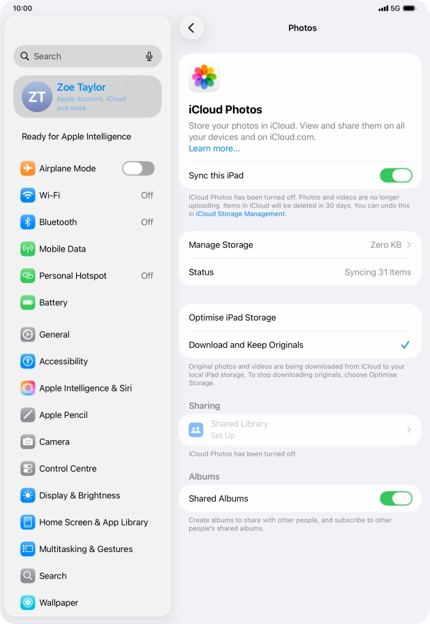 Press the indicator next to 