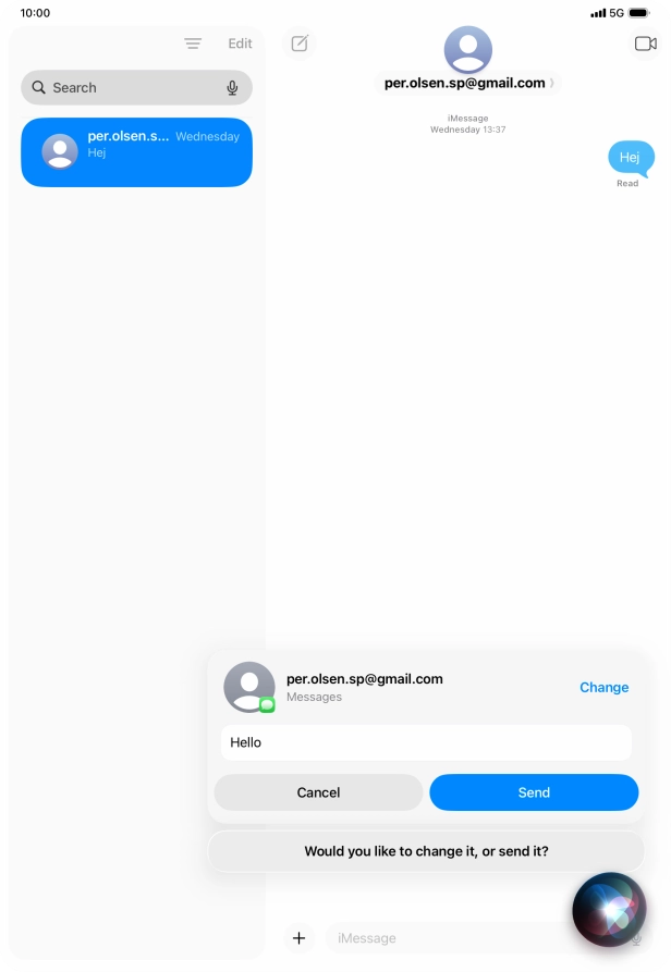 If an app is open on your tablet, such as Messages, you can also use the functions available here, e.g.: REPLY [text].