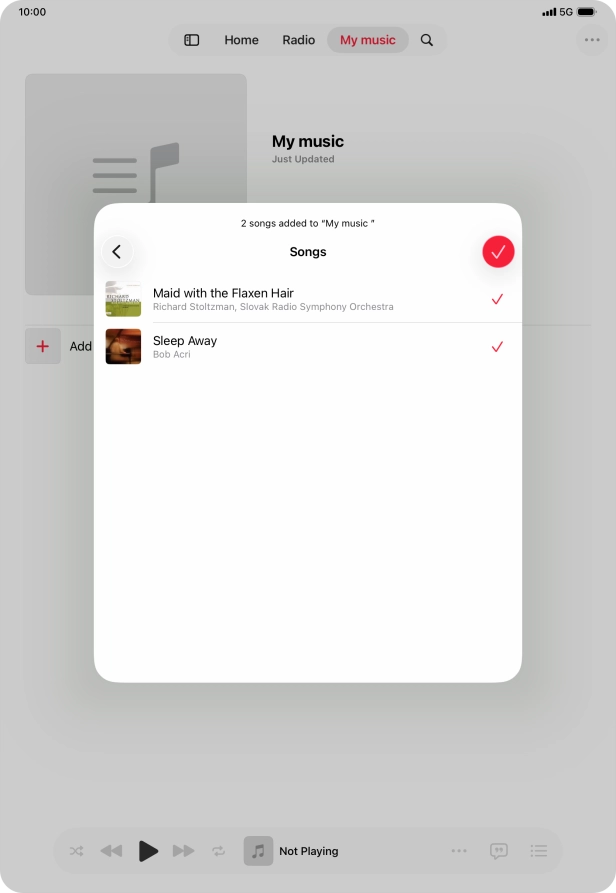 Press the confirm icon.