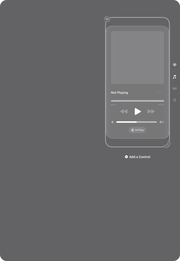 Press the remove icon on the required function to remove it from Control Centre.