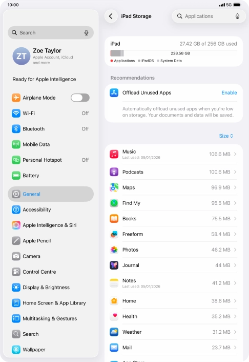 Press the required app.