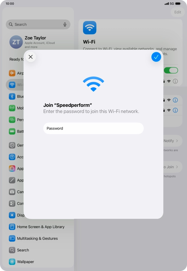 Press the confirm icon.
