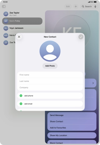 Press First name and key in the first name.