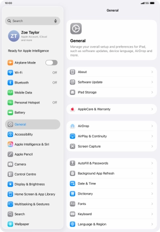 Press Software Update. If a new software version is available, it's displayed. Follow the instructions on the screen to update the tablet software.
