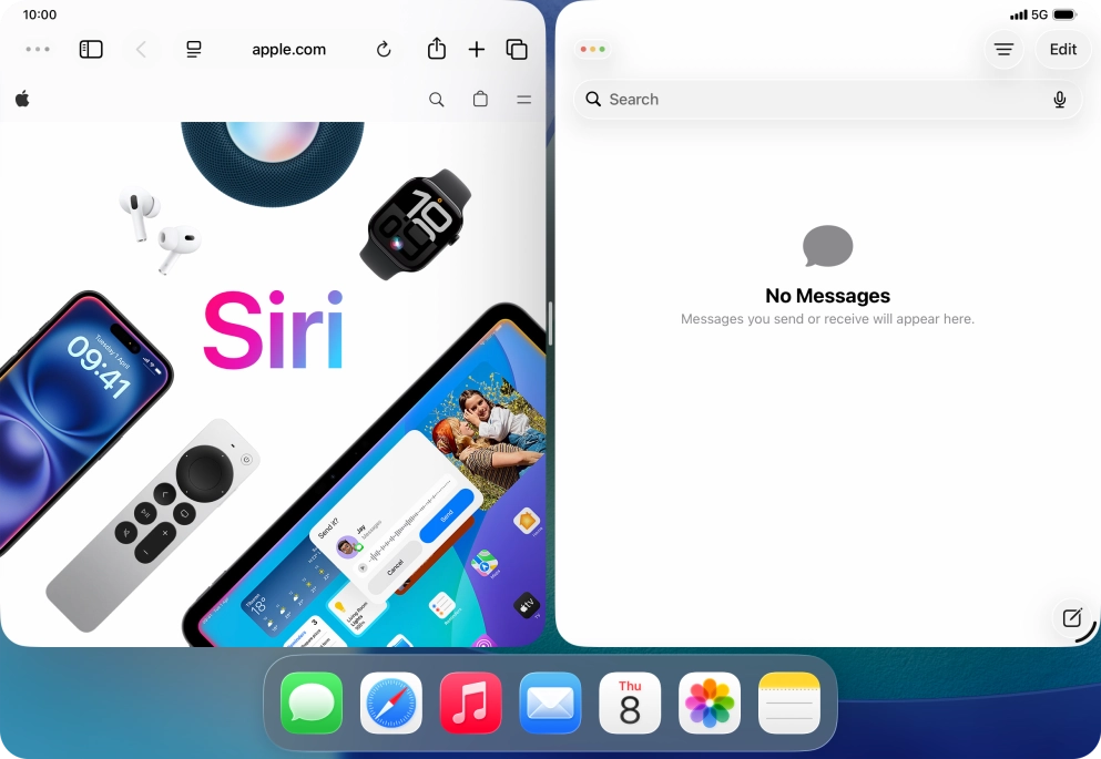 The applications are now displayed on a split screen.