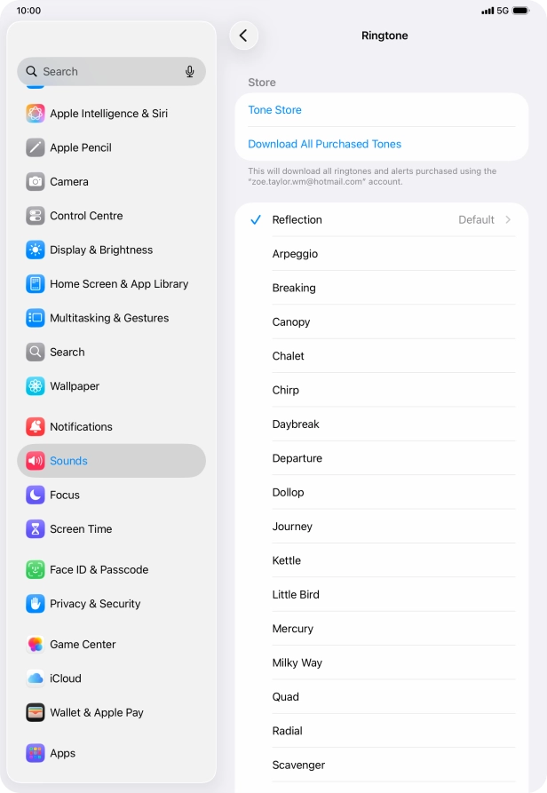 Press the required ring tones to hear them.