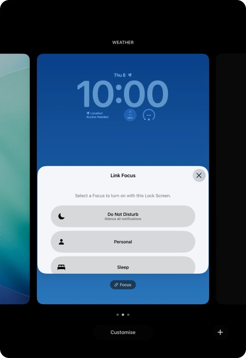 Press the required focus mode.