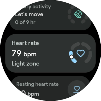 Your heart rate is displayed below Heart rate.