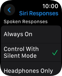 Press the required setting.