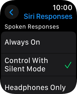 Press the required setting.