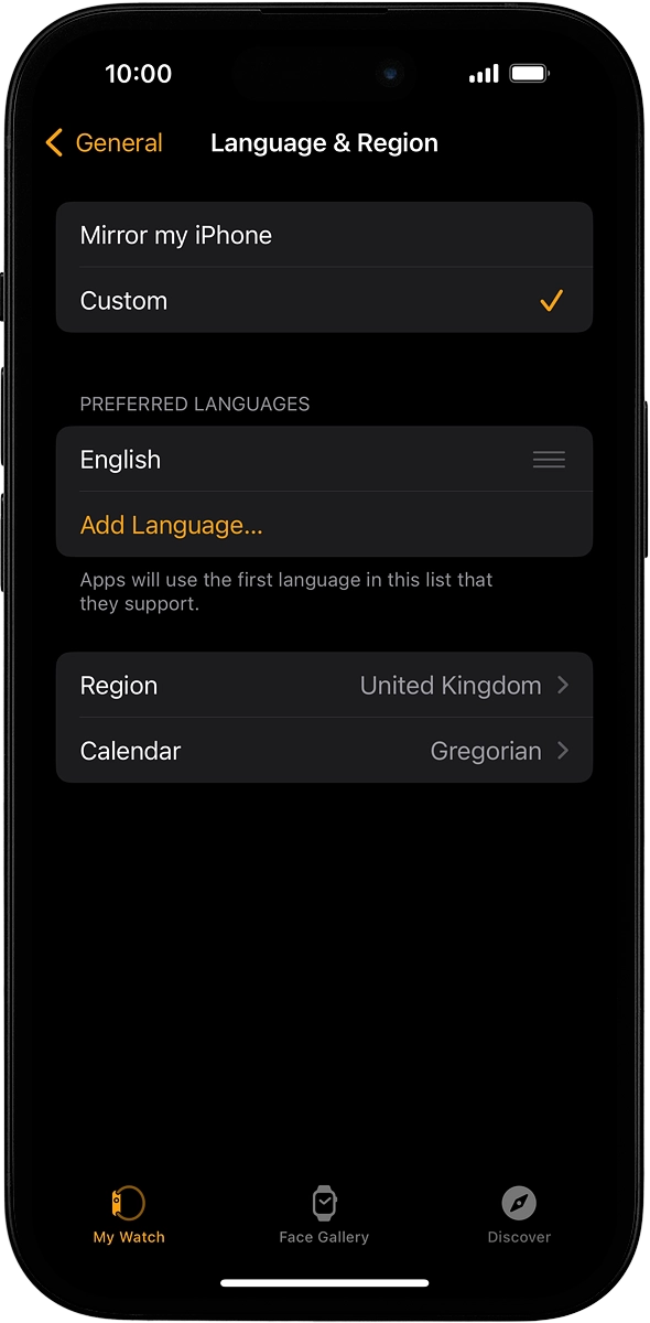 On your phone: Press Add Language....