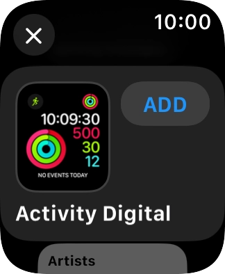 Press the required watch face.