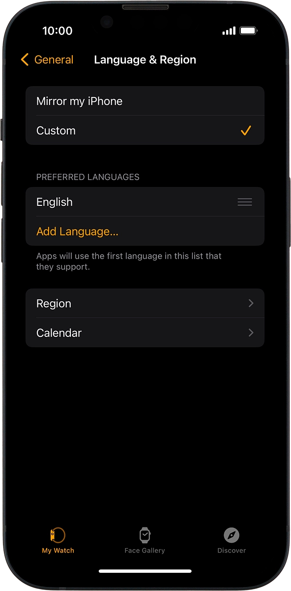 On your phone: Press Add Language....