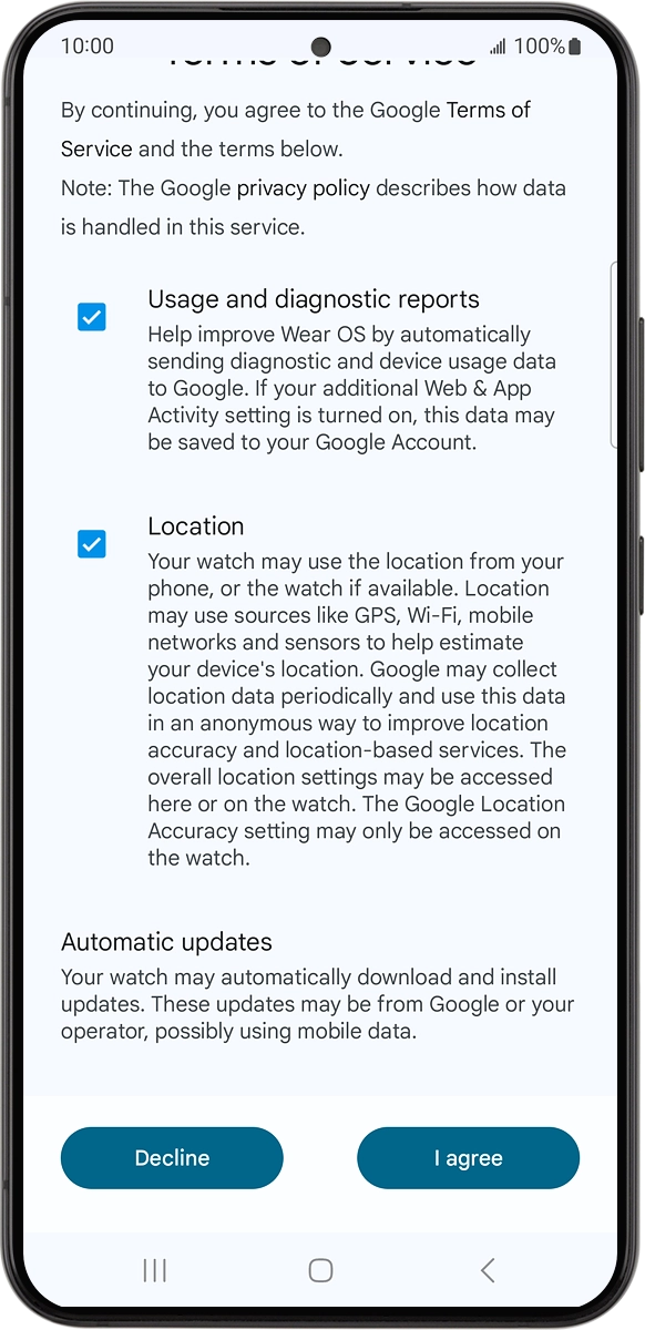 On your phone: Press I agree.