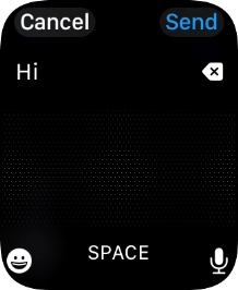 Press the microphone icon and record the message.