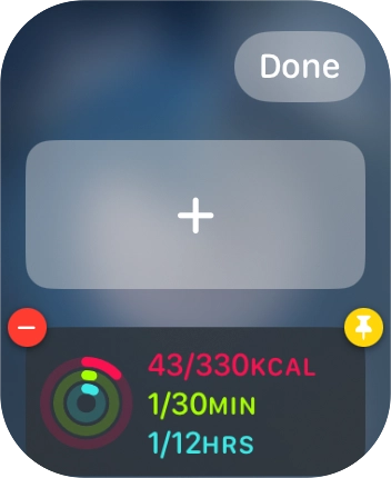 Press the pin widget icon on the required widget to pin it to the top of the stack.