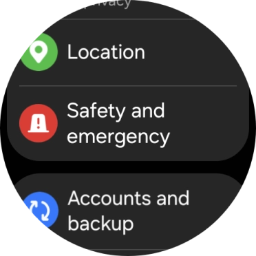 Press Safety and emergency.