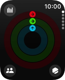 The screen will tell you how far you are from completing your daily activity goals. When the coloured rings are closed, you've reached the goals of your daily activity.