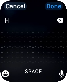 Press the microphone icon and record the message.