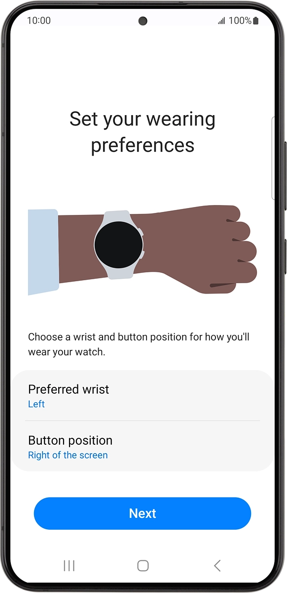 On your phone: Follow the instructions on the screen to select the required settings and press Next.