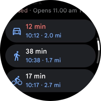 Press the required mode of transportation.