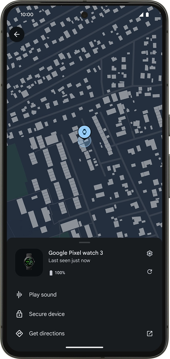 The latest position of your smartwatch is displayed on the map.