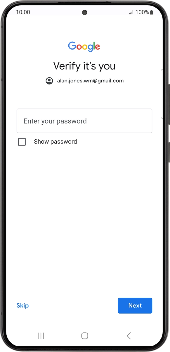 On your phone: Press Enter your password.