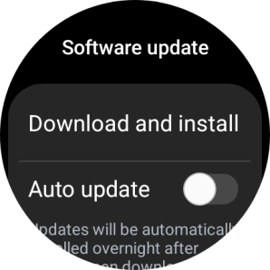 Press Download and install. If a new software version is available, it's displayed. Follow the instructions on the screen to update the smartwatch software.