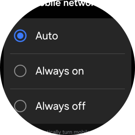 Press the required setting for mobile data usage.